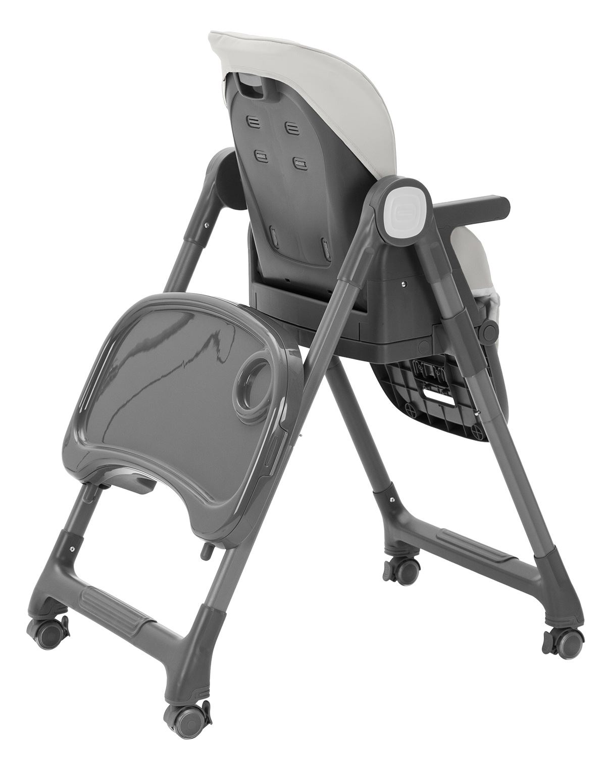 Шезлонг, стульчик для кормления и бустер Comfort 2025 Столешницу можно закрепить на раме стульчика.